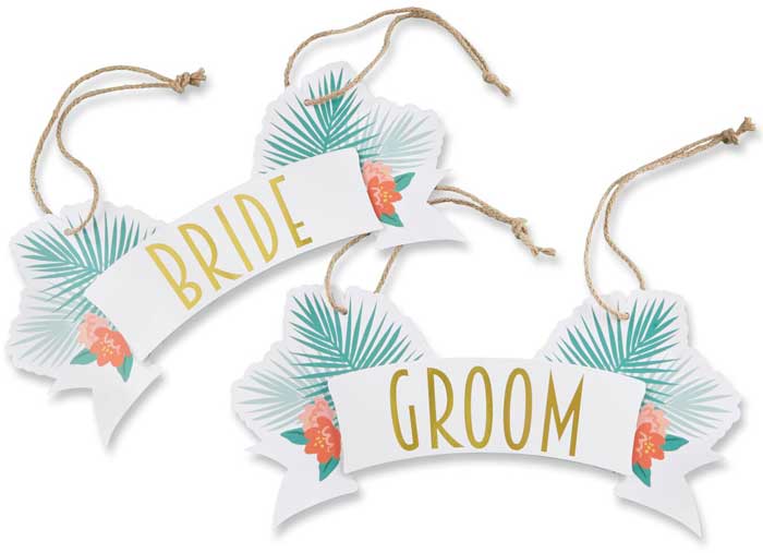Shindigz Tropical Chic Bride Groom Chair Signs